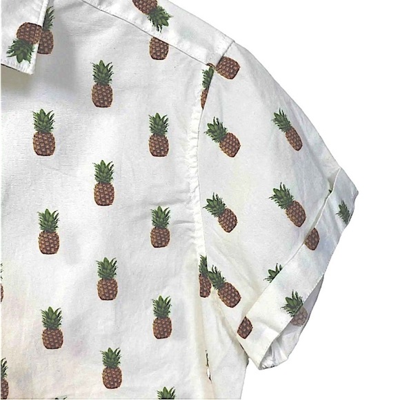 Denim &‎ Flowers EUC Mens slim fit, button up pineapple shirt, size small - Picture 11 of 16